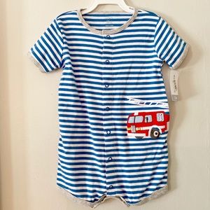 NWT Baby shortie/onesie with fire truck appliqué
